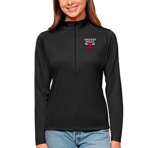 NWT Women's Chicago Bulls Antigua Black Tribute Half-Zip Pullover Top~XL~$80